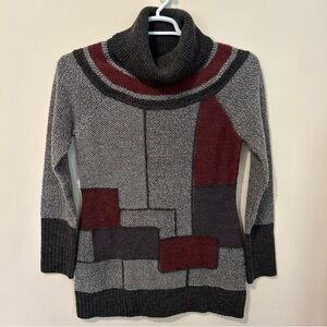 Bob Timberlake Sweater Women’s Small Gray Geometric Color Block Wool Blend